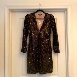 Little Black Dress! Long-Sleeved, Sequins, Express, New with Tags!